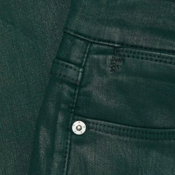 FRAME Le High Straight leg jeans | Raw Stagger Coated Jeans -green pine - Picture 12 of 14